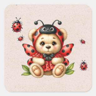 Een Schattigee teddybeer verkleed als een lievehee Vierkante Sticker