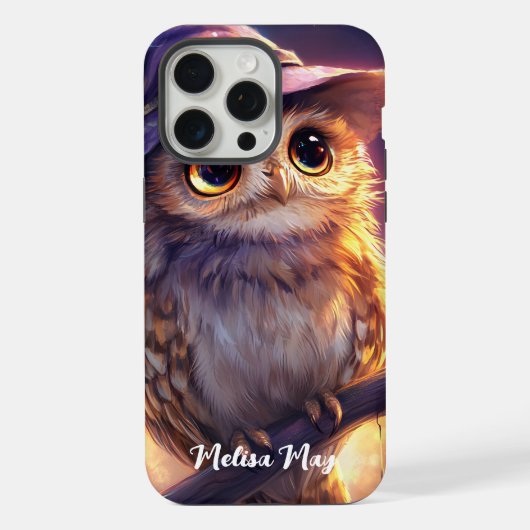 Een Schattigee uil met een heks Pet iPhone Hoesje (Achterkant)