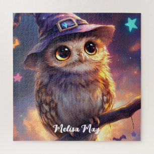 Een Schattigee uil met een heks Pet Legpuzzel