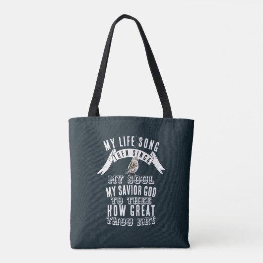 Een Schattigee vogel zingt hoe groot je bent Chris Tote Bag (Achterkant)