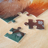 Een Schattigee vos en roze strik Legpuzzel (Zijkant)