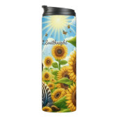 Een Schattigee Zebra in een zonnebloemveld Thermosbeker (Geroteerd rechts)