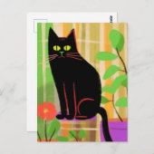 Een Schattigee zwarte kat Briefkaart (Voorkant / Achterkant)