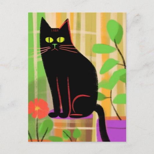 Een Schattigee zwarte kat Briefkaart (Voorkant)