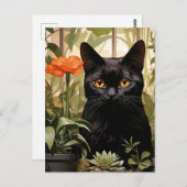 Een Schattigee zwarte kat Briefkaart (Voorkant / Achterkant)