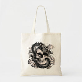 Een schedel en een draak boodschappentas tote bag
