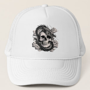 Een schedel en een draak Truckerhoed Trucker Pet