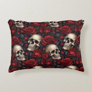 Een schedel en Rozen serie Design 10 Accent Kussen