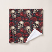 Een schedel en Rozen serie Design 10 Bad Handdoek (Wasdoekje)