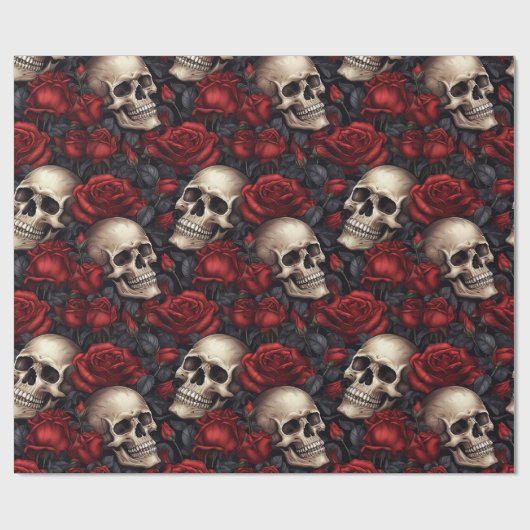 Een schedel en Rozen serie Design 10 Cadeaupapier (Vlak)