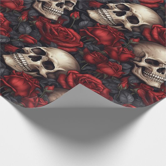 Een schedel en Rozen serie Design 10 Cadeaupapier (Hoek)