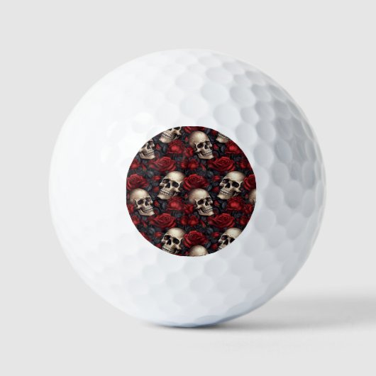 Een schedel en Rozen serie Design 10 Golfballen (Voorkant)