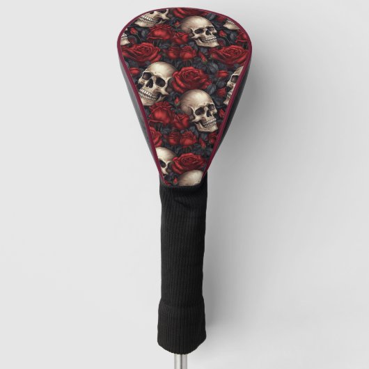 Een schedel en Rozen serie Design 10 Golfheadcover (Voorkant)