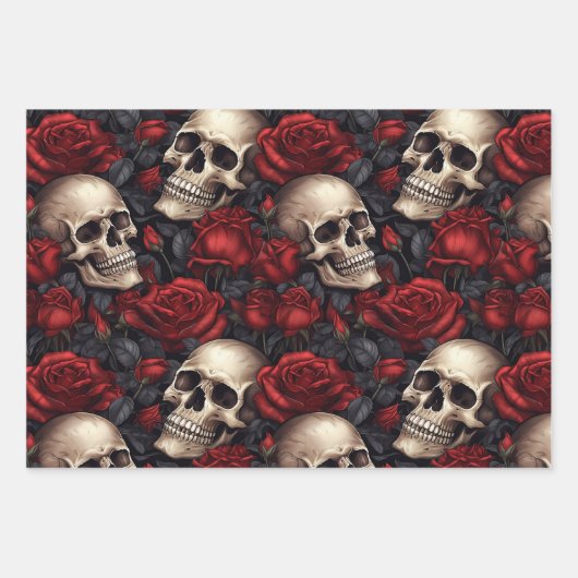Een schedel en Rozen serie Design 10 Inpakpapier Vel (Voorkant 3)