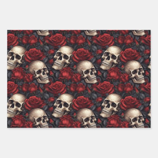 Een schedel en Rozen serie Design 10 Inpakpapier Vel (Voorkant 2)