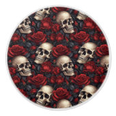 Een schedel en Rozen serie Design 10 Keramische Knop (Voorkant)