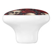 Een schedel en Rozen serie Design 10 Keramische Knop (Zijkant)