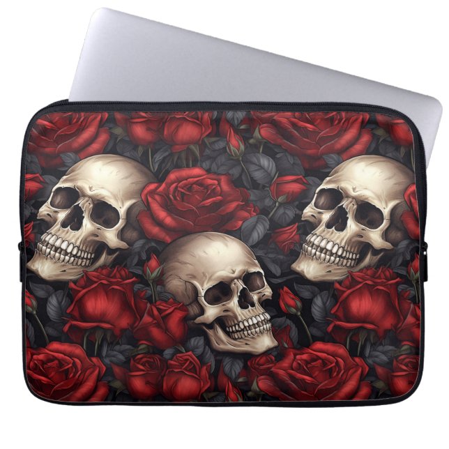 Een schedel en Rozen serie Design 10 Laptop Sleeve (Voorkant)