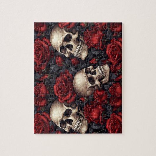 Een schedel en Rozen serie Design 10 Legpuzzel (Verticaal)