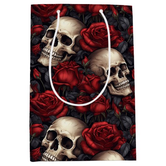 Een schedel en Rozen serie Design 10 Medium Cadeauzakje (Voorkant)