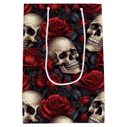 Een schedel en Rozen serie Design 10 Medium Cadeauzakje (Achterkant)