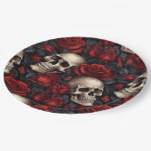 Een schedel en Rozen serie Design 10 Papieren Bordje (Gekanteld)