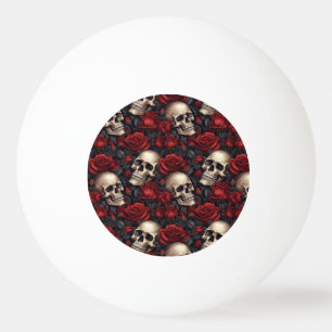 Een schedel en Rozen serie Design 10 Pingpongbal