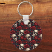 Een schedel en Rozen serie Design 10 Sleutelhanger (Voorkant)