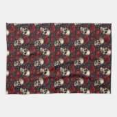 Een schedel en Rozen serie Design 10 Theedoek (Horizontaal)