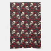 Een schedel en Rozen serie Design 10 Theedoek (Verticaal)