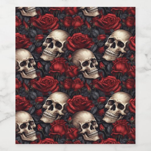 Een schedel en Rozen serie Design 10 Wijn Etiket (Enkel label)