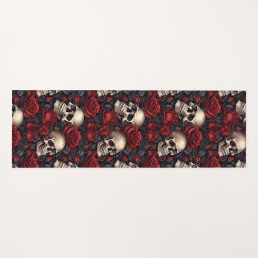Een schedel en Rozen serie Design 10 Yogamat (Voorkant (horizontaal))