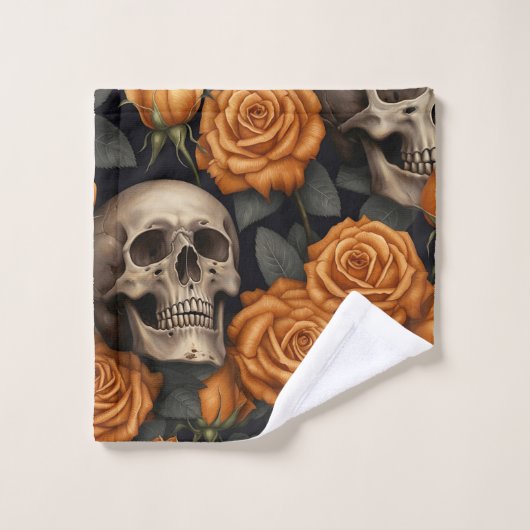 Een schedel en Rozen serie Design 11 Bad Handdoek (Wasdoekje)
