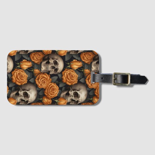 Een schedel en Rozen serie Design 11 Bagagelabel (Voorkant (horizontaal))