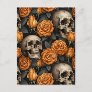 Een schedel en Rozen serie Design 11 Briefkaart