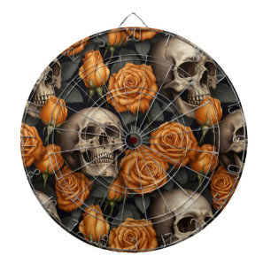 Een schedel en Rozen serie Design 11 Dartbord