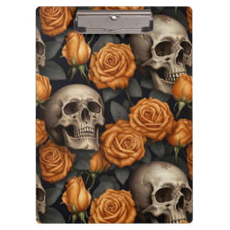 Een schedel en Rozen serie Design 11 Klembord