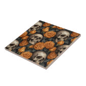 Een schedel en Rozen serie Design 11 Tegeltje (Zijkant)