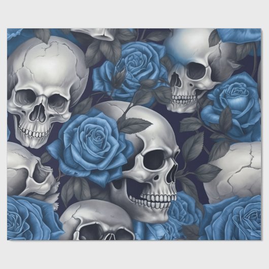Een schedel en Rozen serie Design 12 Cadeaupapier (Vlak)