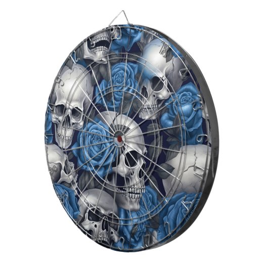 Een schedel en Rozen serie Design 12 Dartbord (Voorkant Rechts)