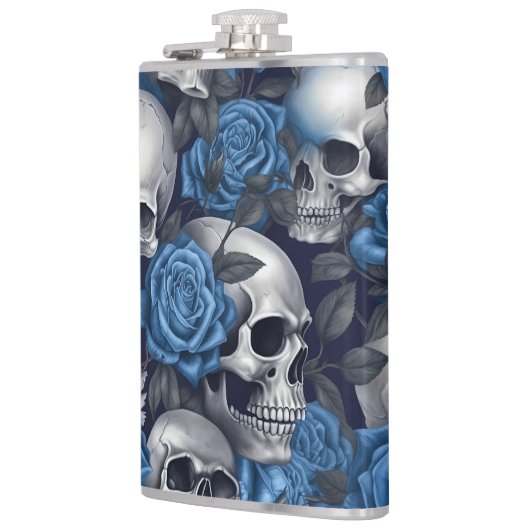 Een schedel en Rozen serie Design 12 Heupfles (Links)