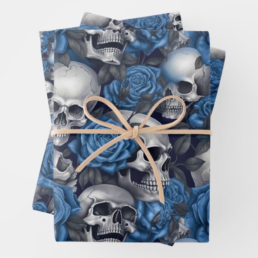 Een schedel en Rozen serie Design 12 Inpakpapier Vel (In situ)