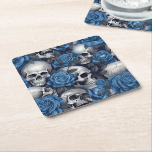 Een Schedel en Rozen Serie Design 12 Kartonnen Onderzetters