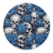 Een schedel en Rozen serie Design 12 Keramische Knop (Voorkant)