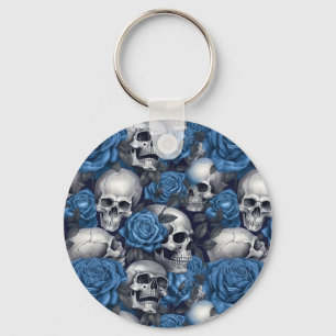 Een schedel en Rozen serie Design 12 Sleutelhanger