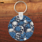 Een schedel en Rozen serie Design 12 Sleutelhanger (Voorkant)