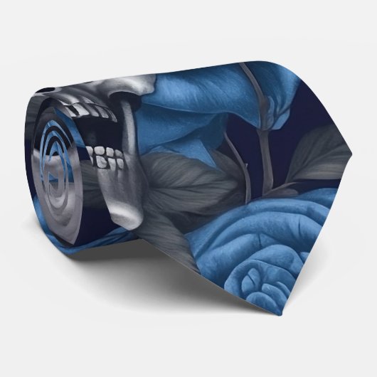 Een schedel en Rozen serie Design 12 Stropdas (Opgerold)