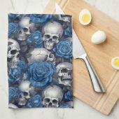 Een schedel en Rozen serie Design 12 Theedoek (Quarter Fold)