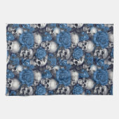 Een schedel en Rozen serie Design 12 Theedoek (Horizontaal)