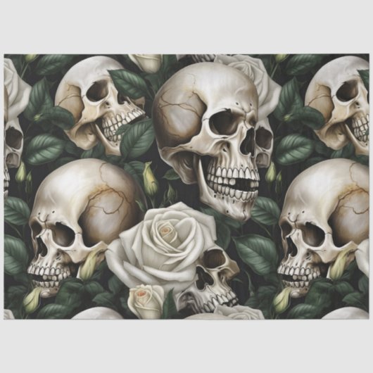 Een Schedel en Rozen Serie Design 7 Tissuepapier (Voorkant)